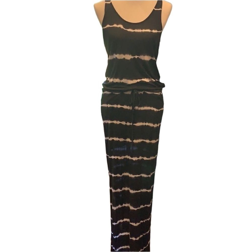 👗 Spenglish Black and White Maxi Dress - Size Small - Waist Tie